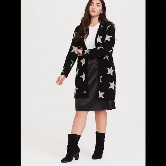 Torrid Black Star Sweater Coat